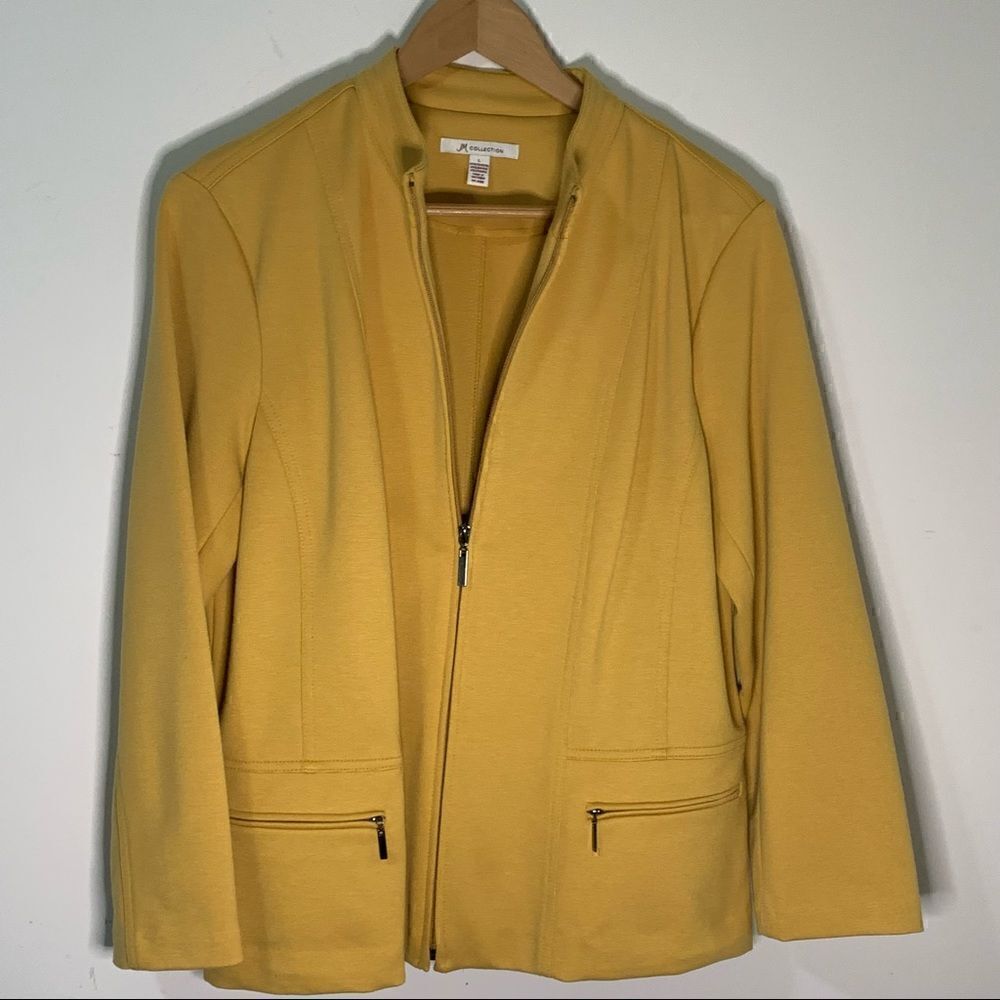 JM Collection Women's Zipper Jacket Gold Size Large